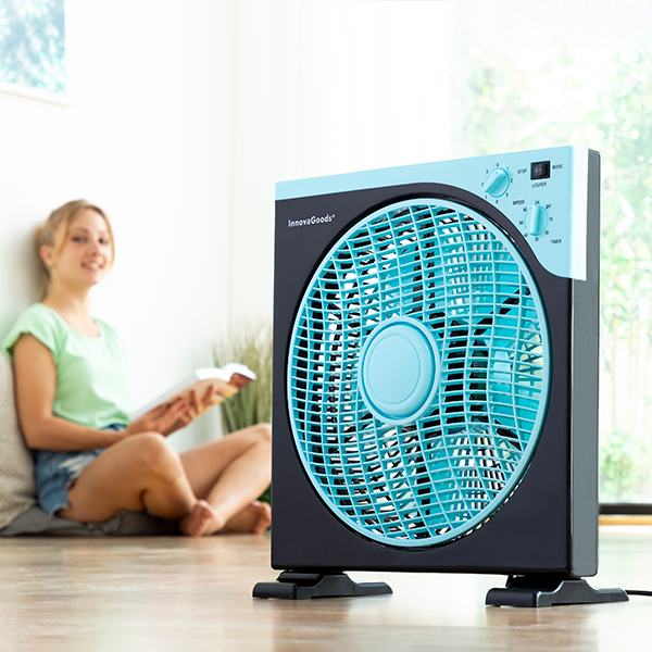 Golvfläkt Box InnovaGoods Ø 30 cm 50W Svart Blå