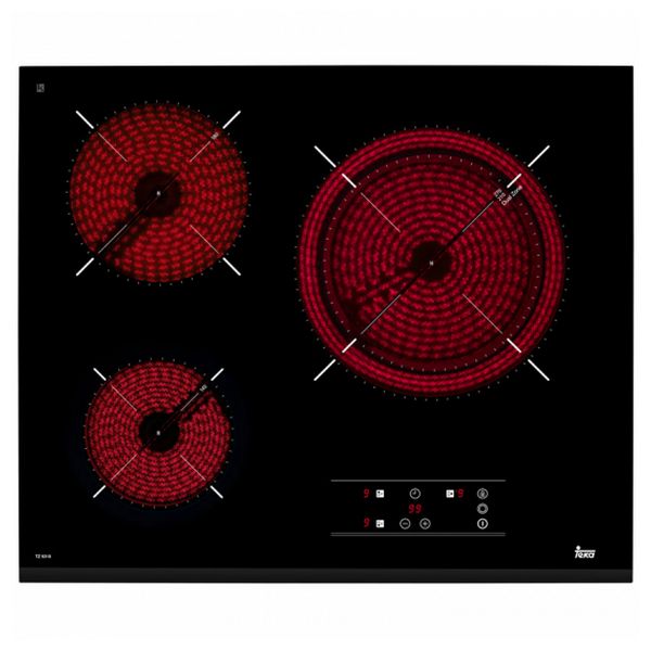 Keramisk platta Teka TZ6318 60 cm Svart (3 Matlagningszon)